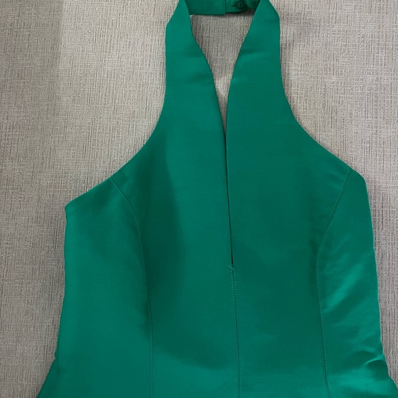 Halston Heritage Green Halter Dress - Size: 2 - Picture 2 of 5